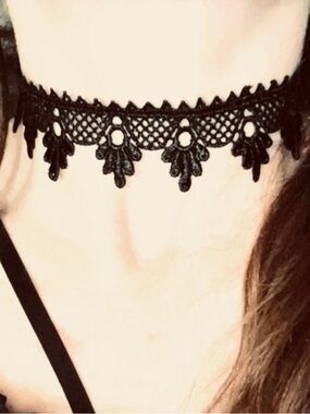 Floral Victorian Lace~ Vintage Delicate Feminine Mesh Black Gothic Collar Choker